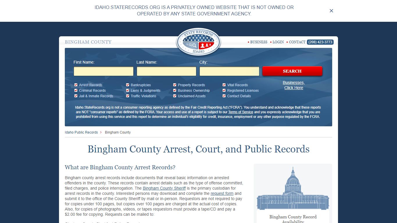 Bingham County Arrest, Court, and Public Records