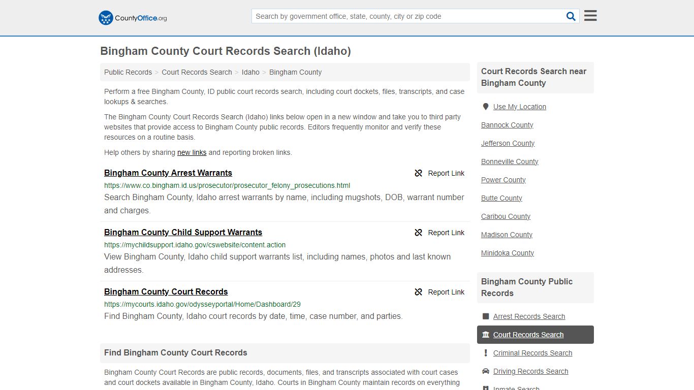 Bingham County Court Records Search (Idaho) - County Office